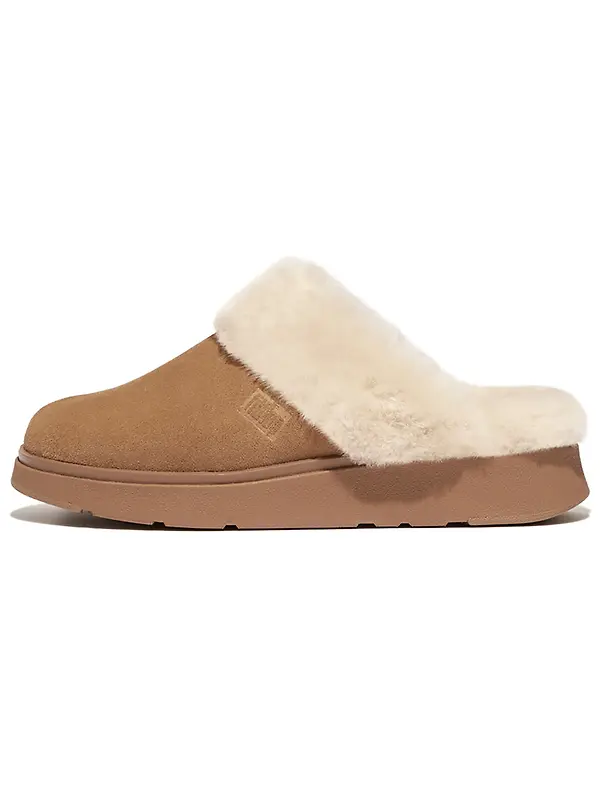 FitFlop Women's GEN-FF Shearling Suede Slippers - Desert Tan Image 3