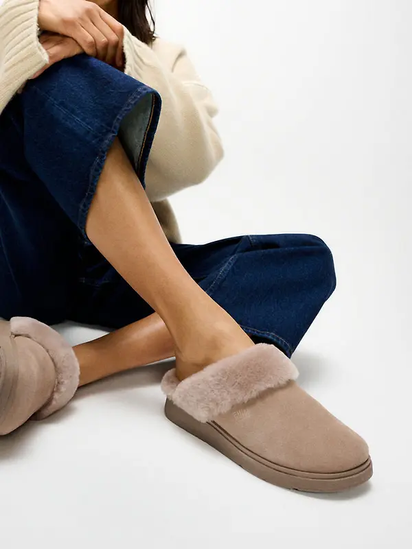 FitFlop Women's GEN-FF Shearling Suede Slippers - Taupe Image 2
