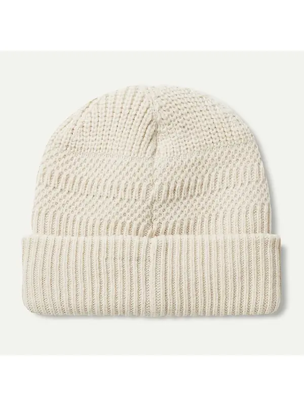 Sealskinz Gressenhall Waterproof Cold Weather Textured Stripe Roll Cuff Beanie - Cream Image 2