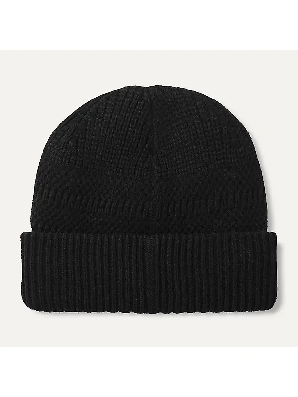 Sealskinz Gressenhall Waterproof Cold Weather Textured Stripe Roll Cuff Beanie - Black Image 2
