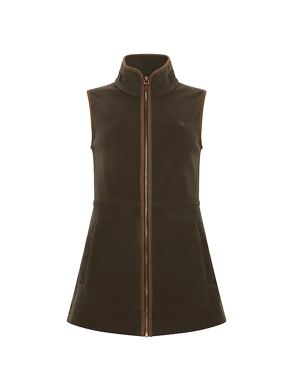 Holland Cooper Women's Country Longline Fleece Gilet - Khaki Image 1