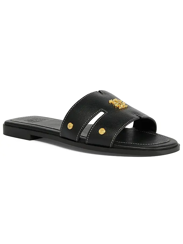 Holland Cooper Women's Heraldic Monogram Slides - Black Saffiano Image 6