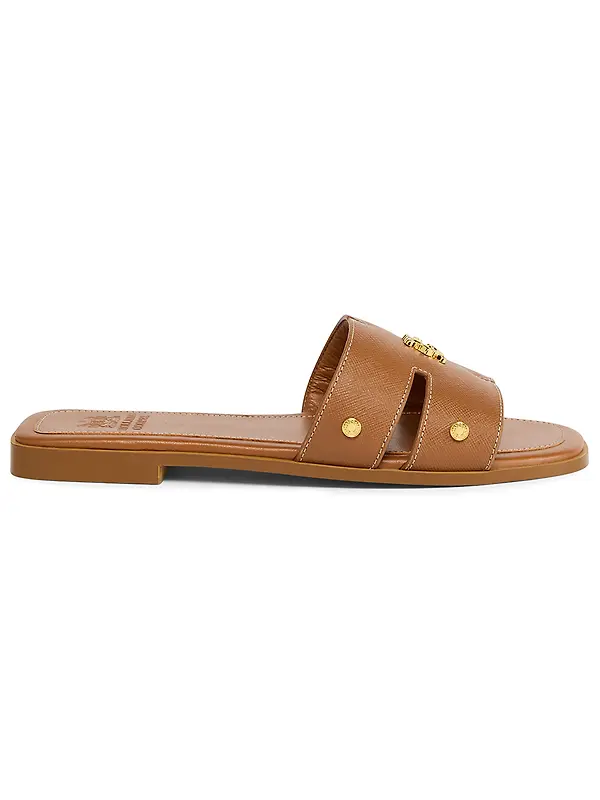 Holland Cooper Women's Heraldic Monogram Slides - Tan Saffiano Image 1
