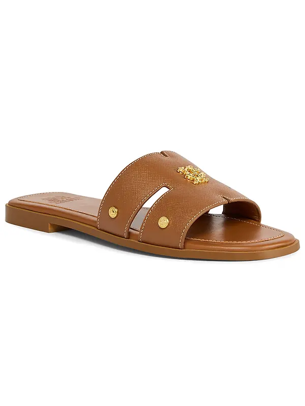 Holland Cooper Women's Heraldic Monogram Slides - Tan Saffiano Image 4