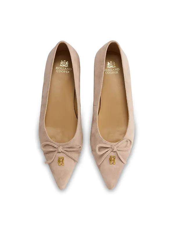 Holland Cooper Women's Pointed Ballet Shoes - Blush Suede Image 5