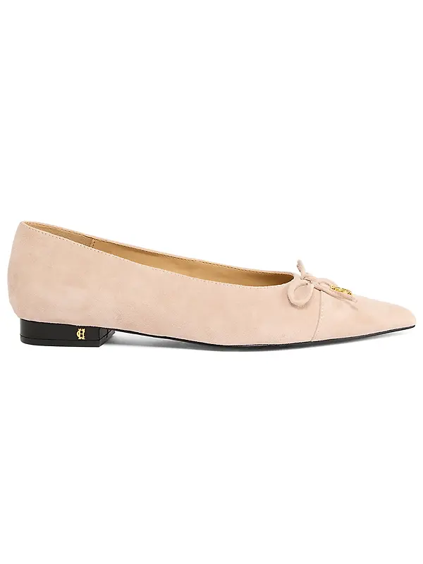 Holland Cooper Women's Pointed Ballet Shoes - Blush Suede Image 1