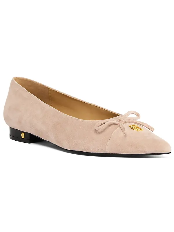 Holland Cooper Women's Pointed Ballet Shoes - Blush Suede Image 7