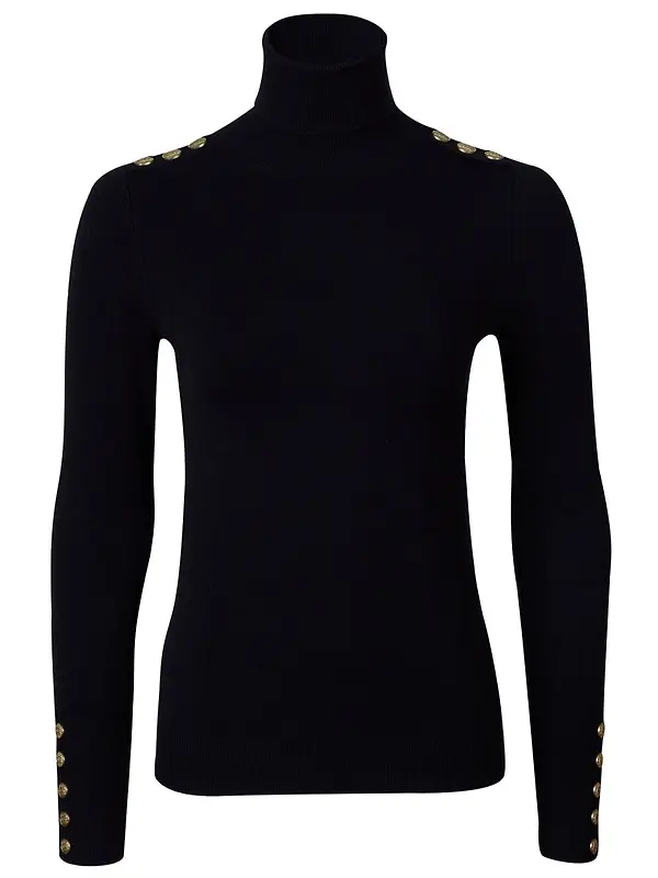 Product image of Holland Cooper Women's Buttoned Knit Roll Neck - Black
