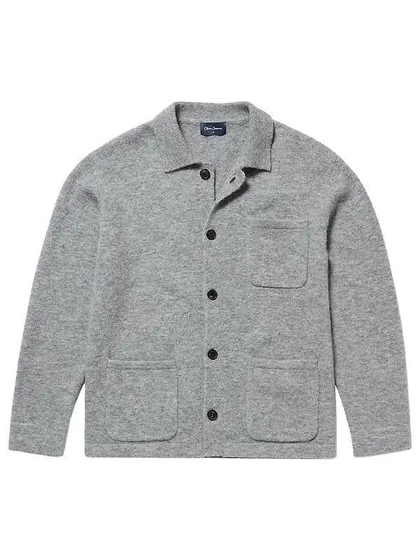 Oliver Sweeney Men's Heywood Alpaca Wool Blend Knitted Shirt - Grey Image 1