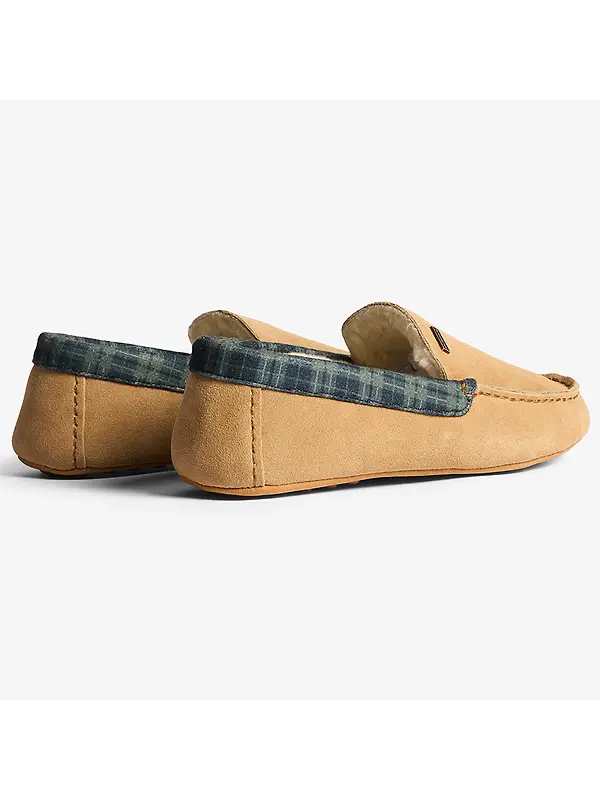 Hunter Men's Tartan Collar Moccasin Slippers - Biscuit Image 3