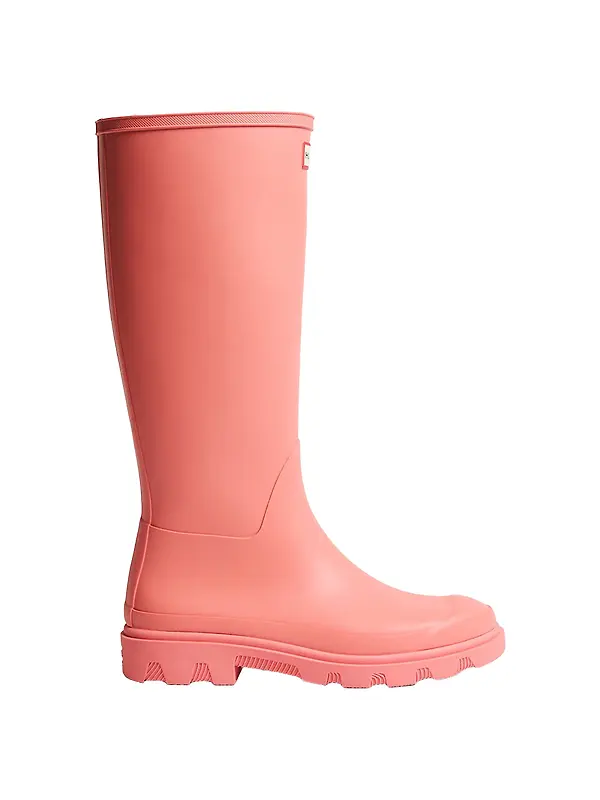 Hunter Unisex Downpour Tall Wellington Boots - Terracotta Image 1
