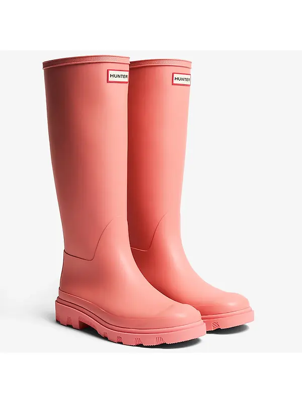 Hunter Unisex Downpour Tall Wellington Boots - Terracotta Image 2