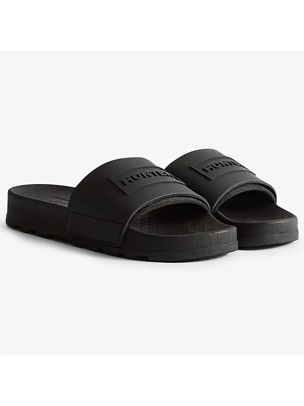 Hunter Unisex Core Embossed Silicone Logo Sliders - Black Image 2