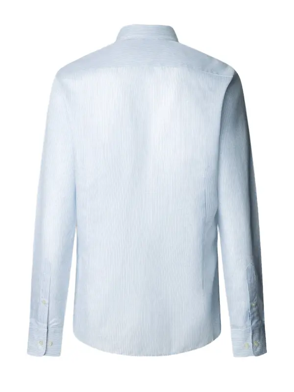 Hackett Men's Tailored Fit Linen Bengal Striped Shirt - Sky Blue Image 2