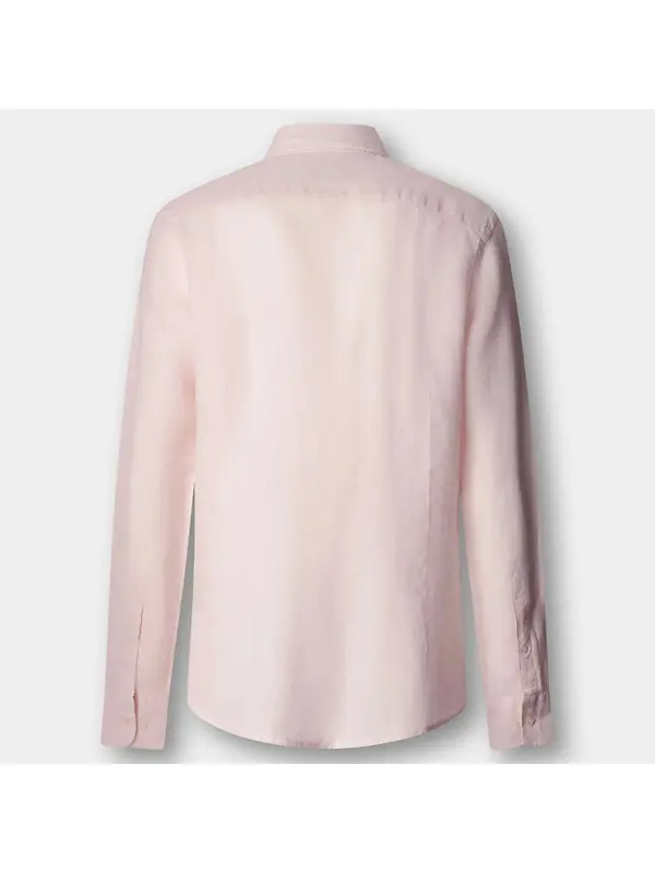 Hackett Men's Tailored Fit Garment Dyed Linen Shirt - Baby Pink Image 10