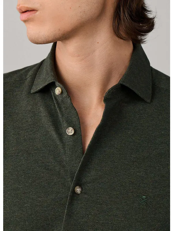 Hackett Men's Tailored Fit Melange Jersey Shirt - Hunter Green Image 4
