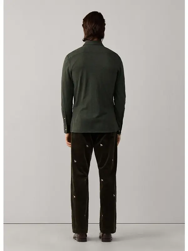 Hackett Men's Tailored Fit Melange Jersey Shirt - Hunter Green Image 7