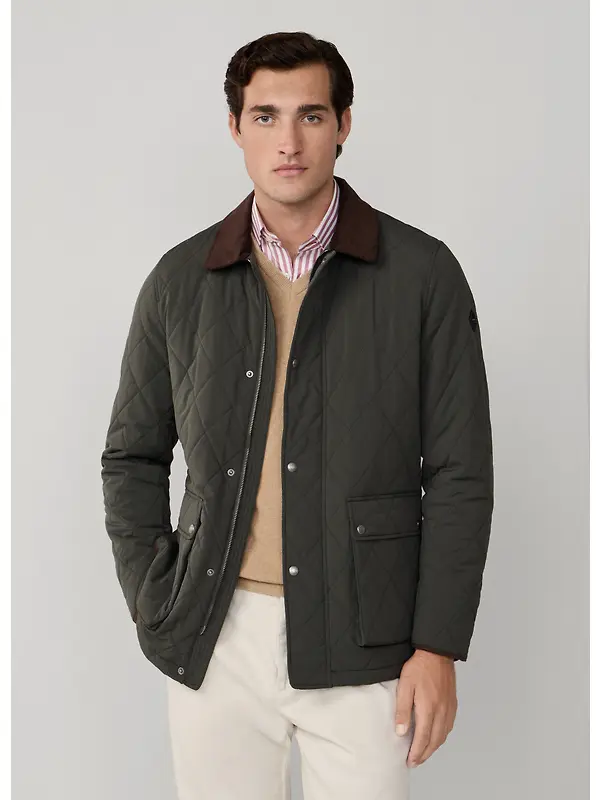 Hackett Men's Quilted Jacket - Deep Green Image 4