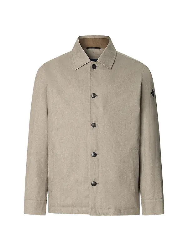 Hackett Men's Herringbone Shirt Jacket - Taupe Beige Image 1