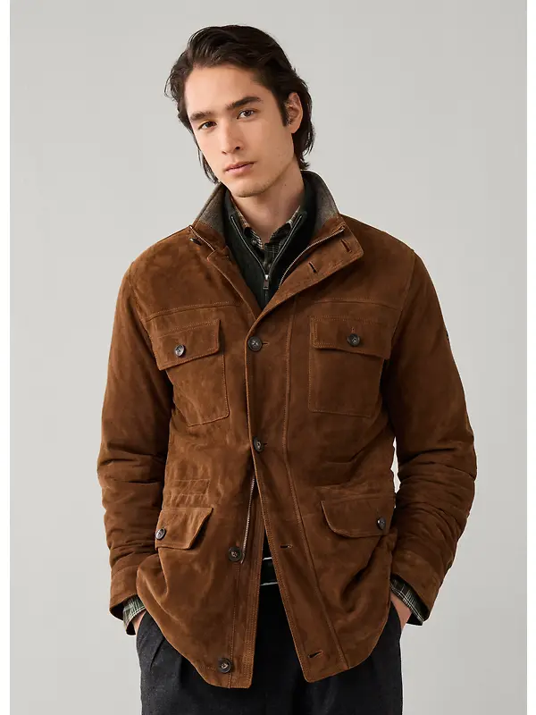 Hackett Men's Suede Four Pocket Jacket - Nut Brown Image 2
