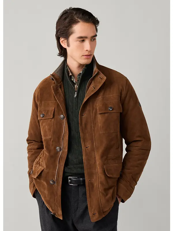 Hackett Men's Suede Four Pocket Jacket - Nut Brown Image 5