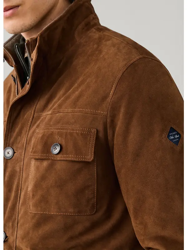 Hackett Men's Suede Four Pocket Jacket - Nut Brown Image 7