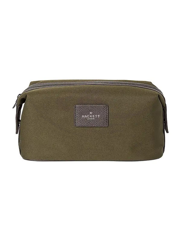 Hackett Men's Hemsby Canvas Washbag - Khaki Green Image 1