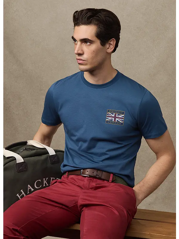 Hackett Men's Classic Fit Rally Union Jack T-Shirt - Dark Denim Blue Image 2