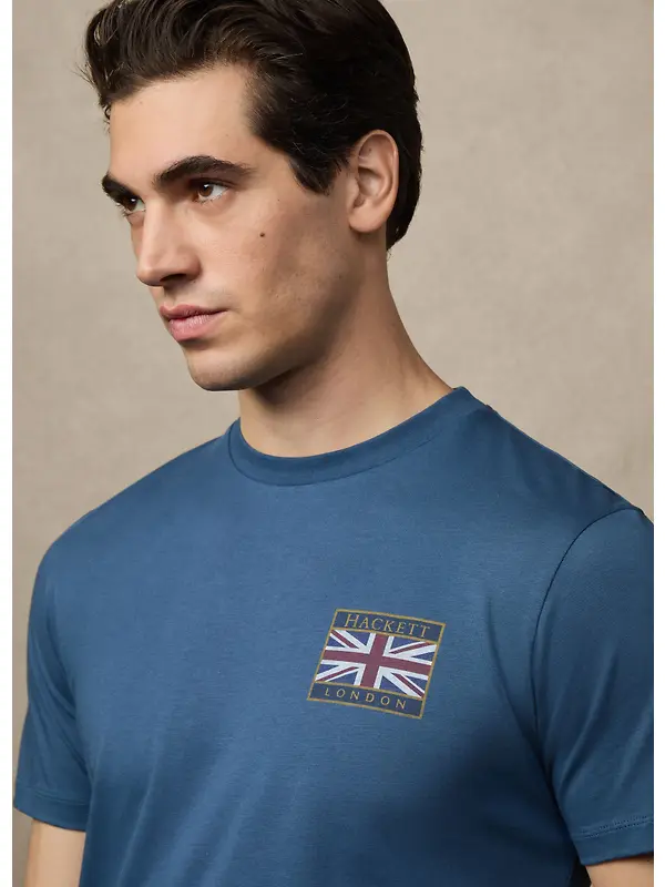 Hackett Men's Classic Fit Rally Union Jack T-Shirt - Dark Denim Blue Image 4