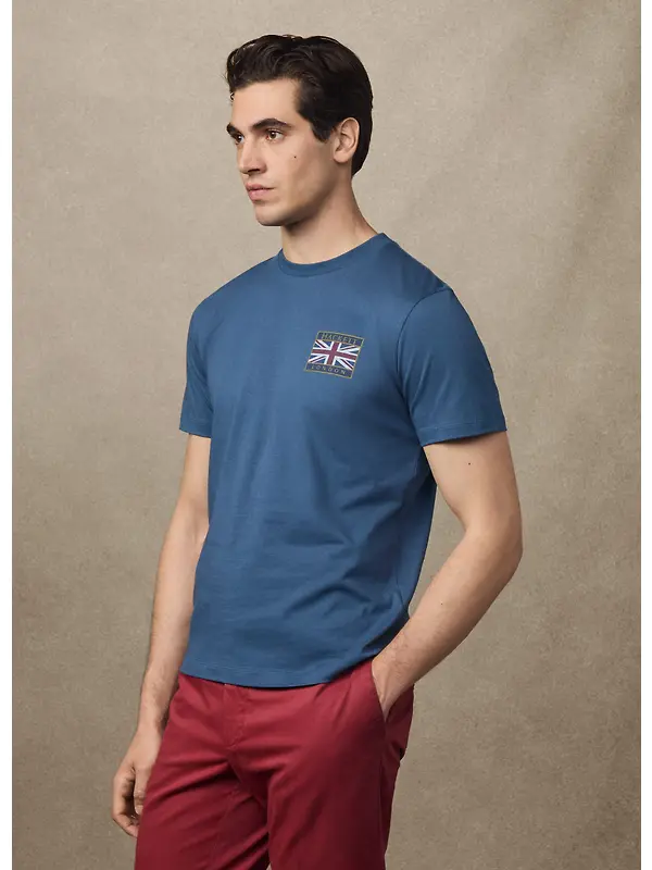 Hackett Men's Classic Fit Rally Union Jack T-Shirt - Dark Denim Blue Image 6