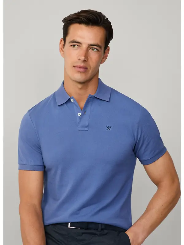 Hackett Men's Slim Fit Short Sleeve Pique Polo - Eton Blue Image 2