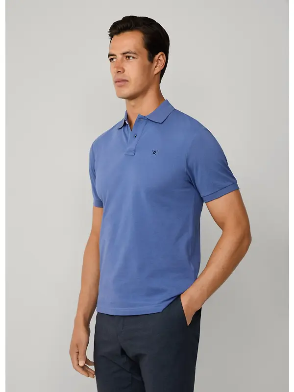 Hackett Men's Slim Fit Short Sleeve Pique Polo - Eton Blue Image 6