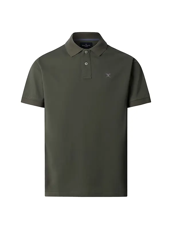 Hackett Men's Slim Fit Short Sleeve Logo Pique Polo Shirt - Stone Green Image 1