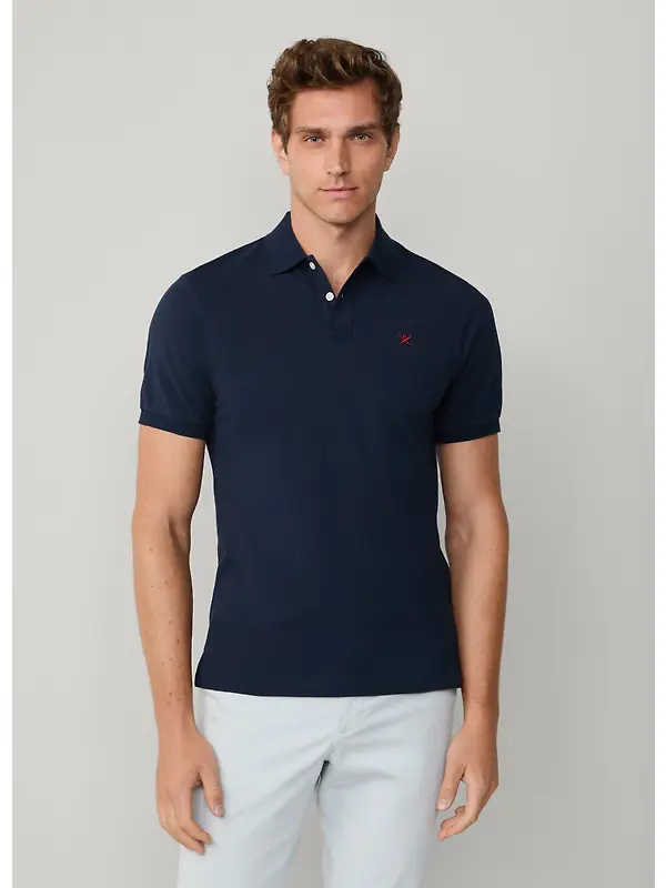 Hackett Men's Slim Fit Short Sleeve Pique Polo Shirt - Navy Image 4