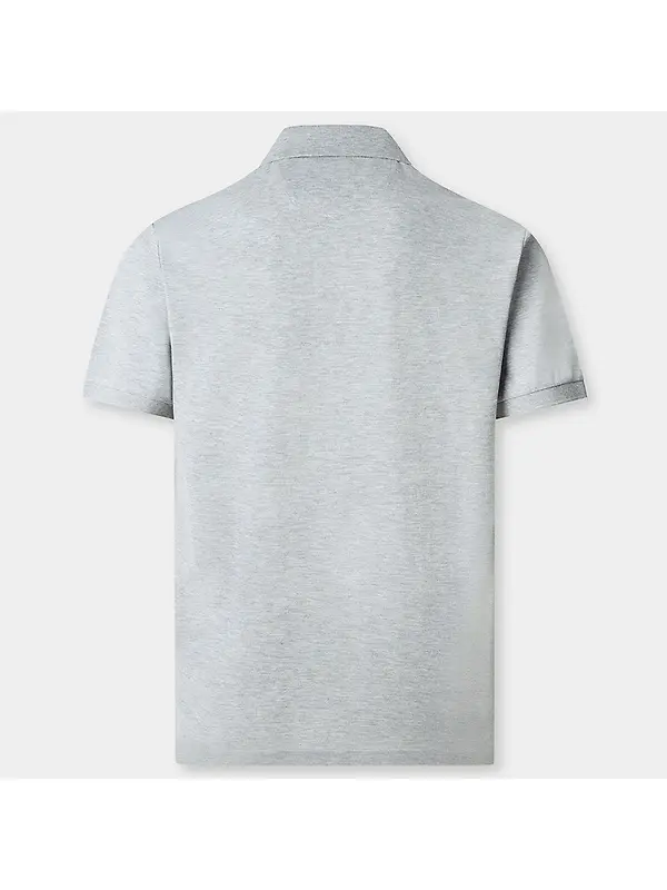 Hackett Men's Slim Fit Short Sleeve Pique Polo Shirt - Light Grey Marl Image 3