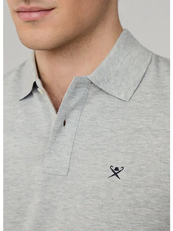 Hackett Men's Slim Fit Short Sleeve Pique Polo Shirt - Light Grey Marl Image 4