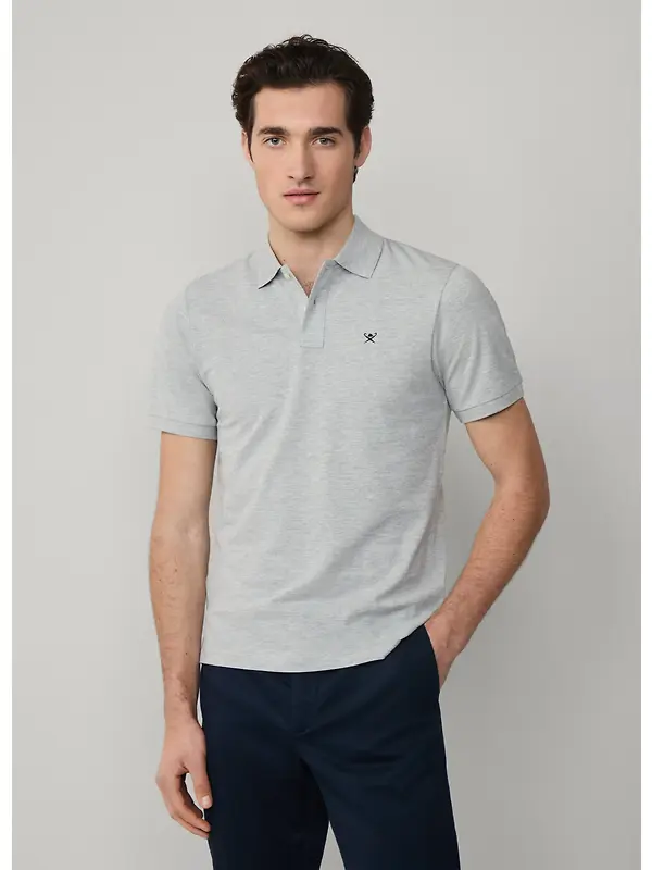 Hackett Men's Slim Fit Short Sleeve Pique Polo Shirt - Light Grey Marl Image 5