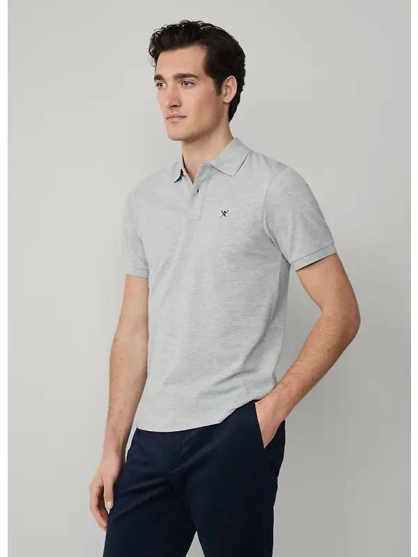 Hackett Men's Slim Fit Short Sleeve Pique Polo Shirt - Light Grey Marl Image 6
