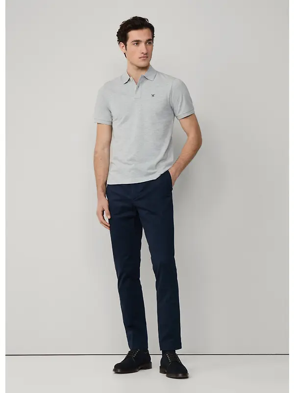 Hackett Men's Slim Fit Short Sleeve Pique Polo Shirt - Light Grey Marl Image 8