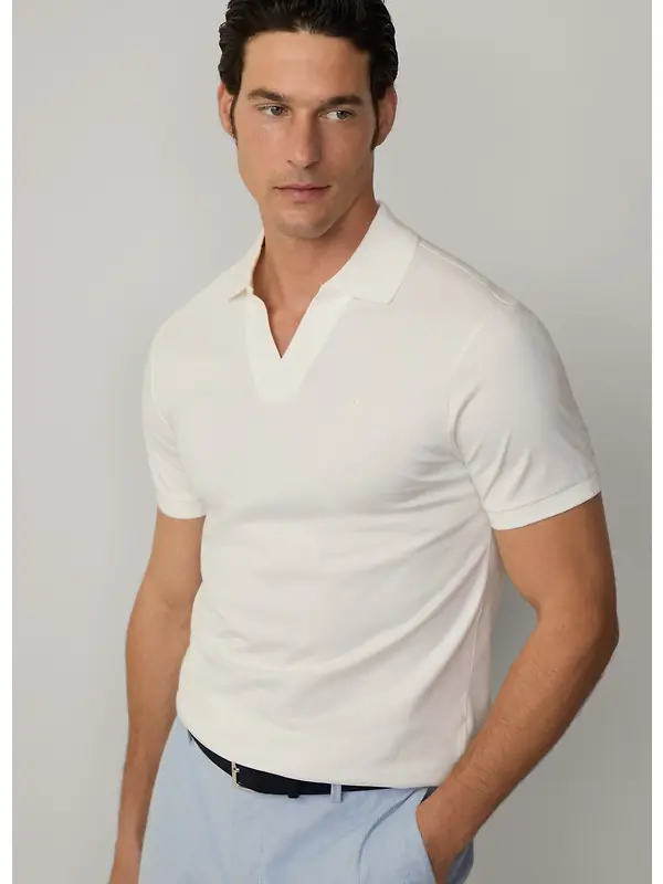 Hackett Men's Classic Fit Short Sleeve Johnny Polo - Off White Image 3