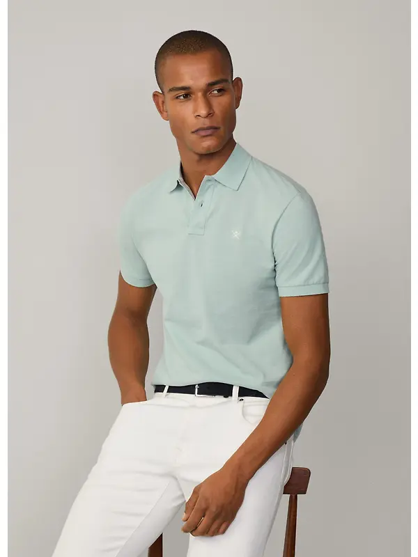 Hackett Men's Slim Fit Short Sleeve Pique Polo - Menthol Green Image 3