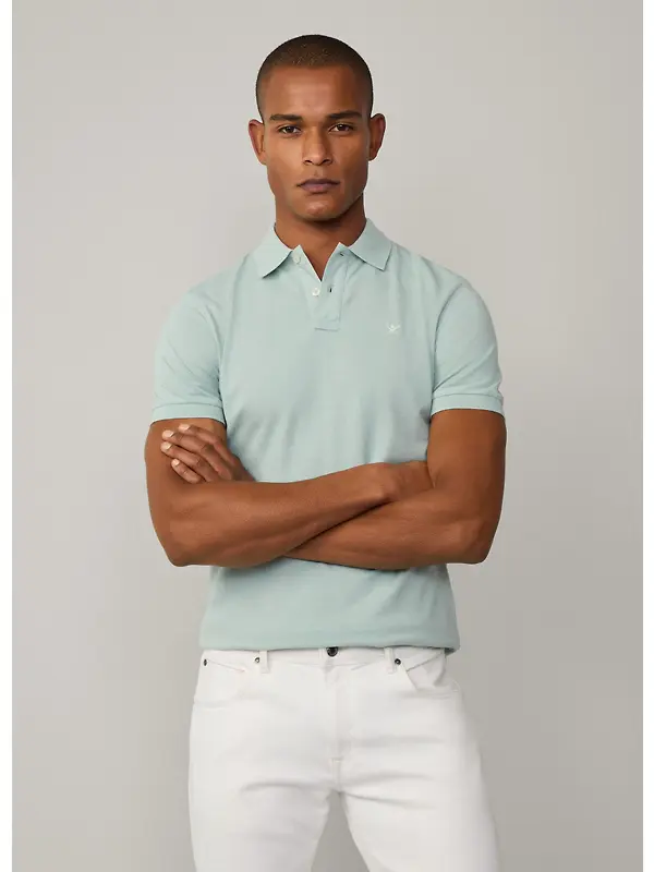 Hackett Men's Slim Fit Short Sleeve Pique Polo - Menthol Green Image 4