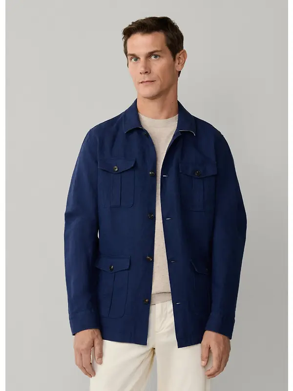 Hackett Men's Linen Field Jacket Overshirt - Old Navy Image 3