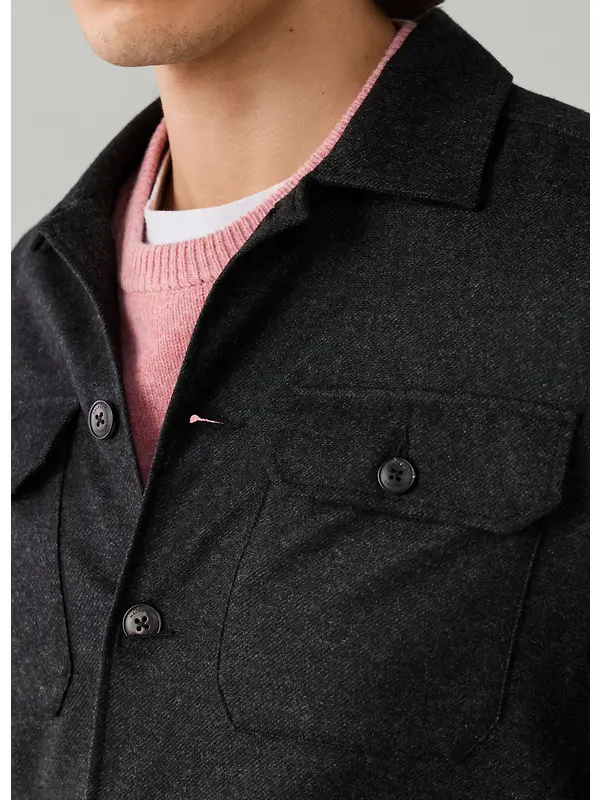 Hackett Men's Stretch Cashmere 4 Pocket Overshirt - Charcoal Grey Image 3