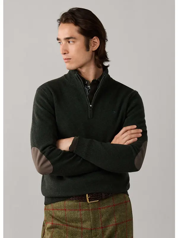Hackett Men's Lambswool Quarter Zip Jumper - Hunter Green Image 2