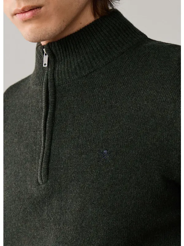 Hackett Men's Lambswool Quarter Zip Jumper - Hunter Green Image 4