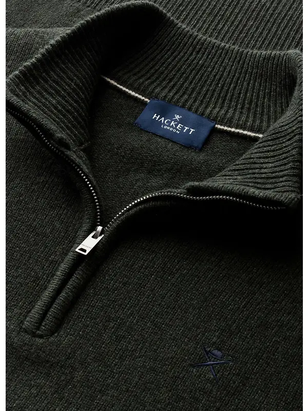 Hackett Men's Lambswool Quarter Zip Jumper - Hunter Green Image 5
