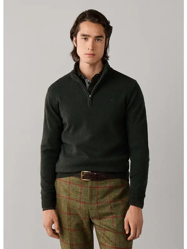 Hackett Men's Lambswool Quarter Zip Jumper - Hunter Green Image 6