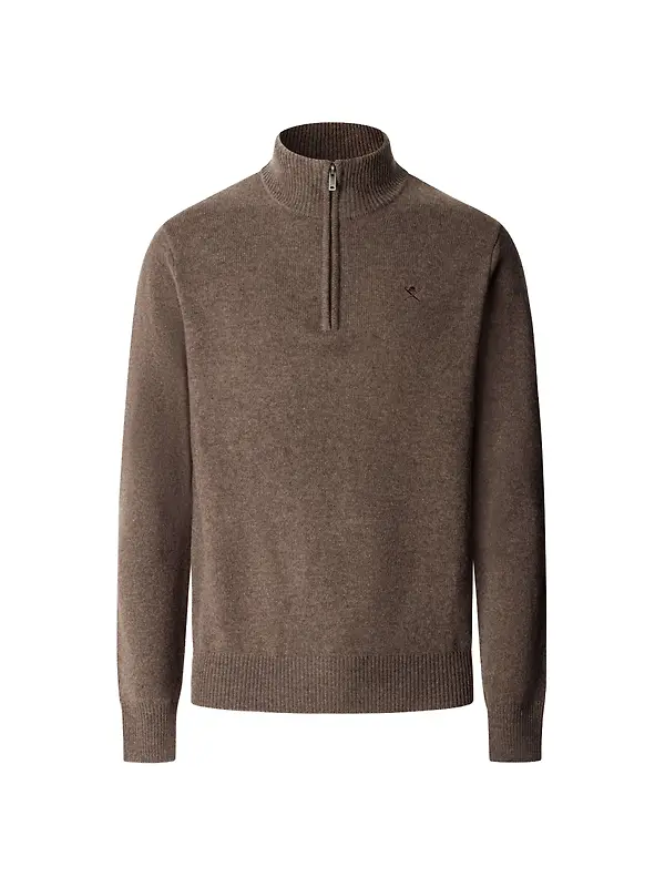 Hackett Men's Lambswool Quarter Zip Jumper - Putty Beige Image 1