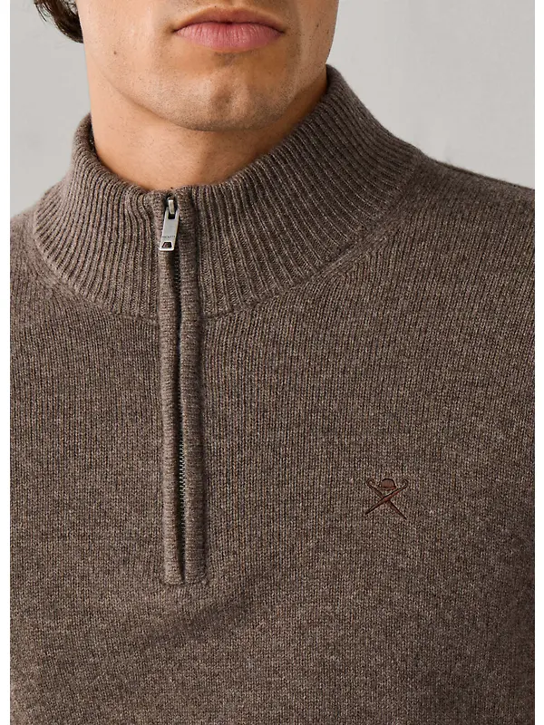 Hackett Men's Lambswool Quarter Zip Jumper - Putty Beige Image 4